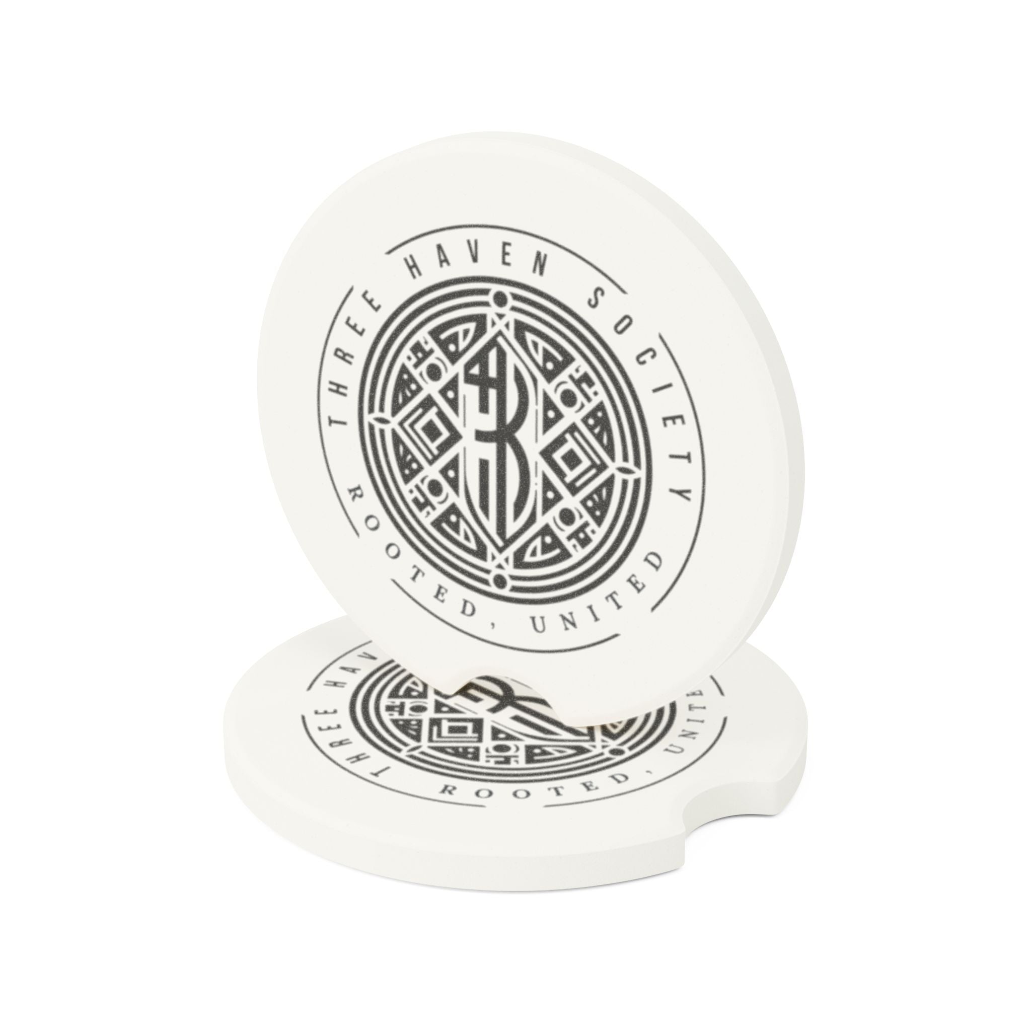 Soapstone Car Coaster — Three Haven Society Logo Car Coaster (Rooted, United)