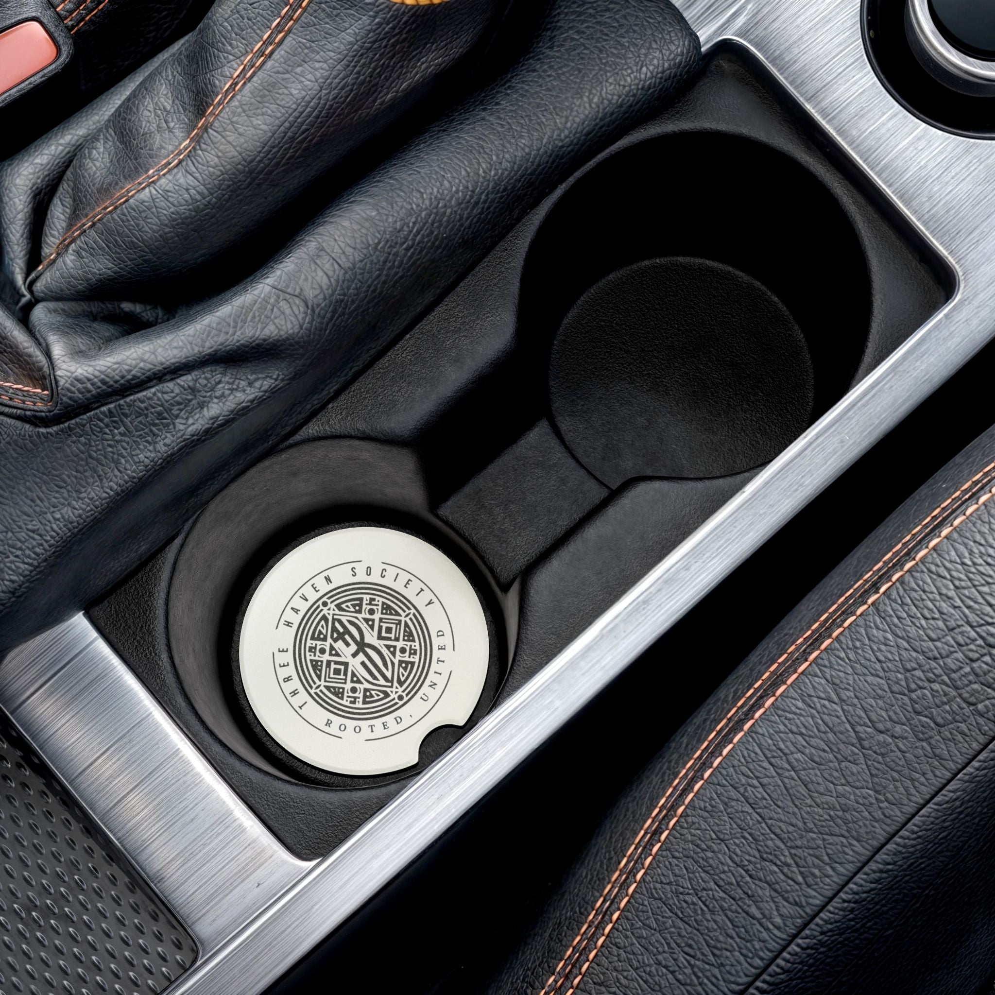 Soapstone Car Coaster — Three Haven Society Logo Car Coaster (Rooted, United)