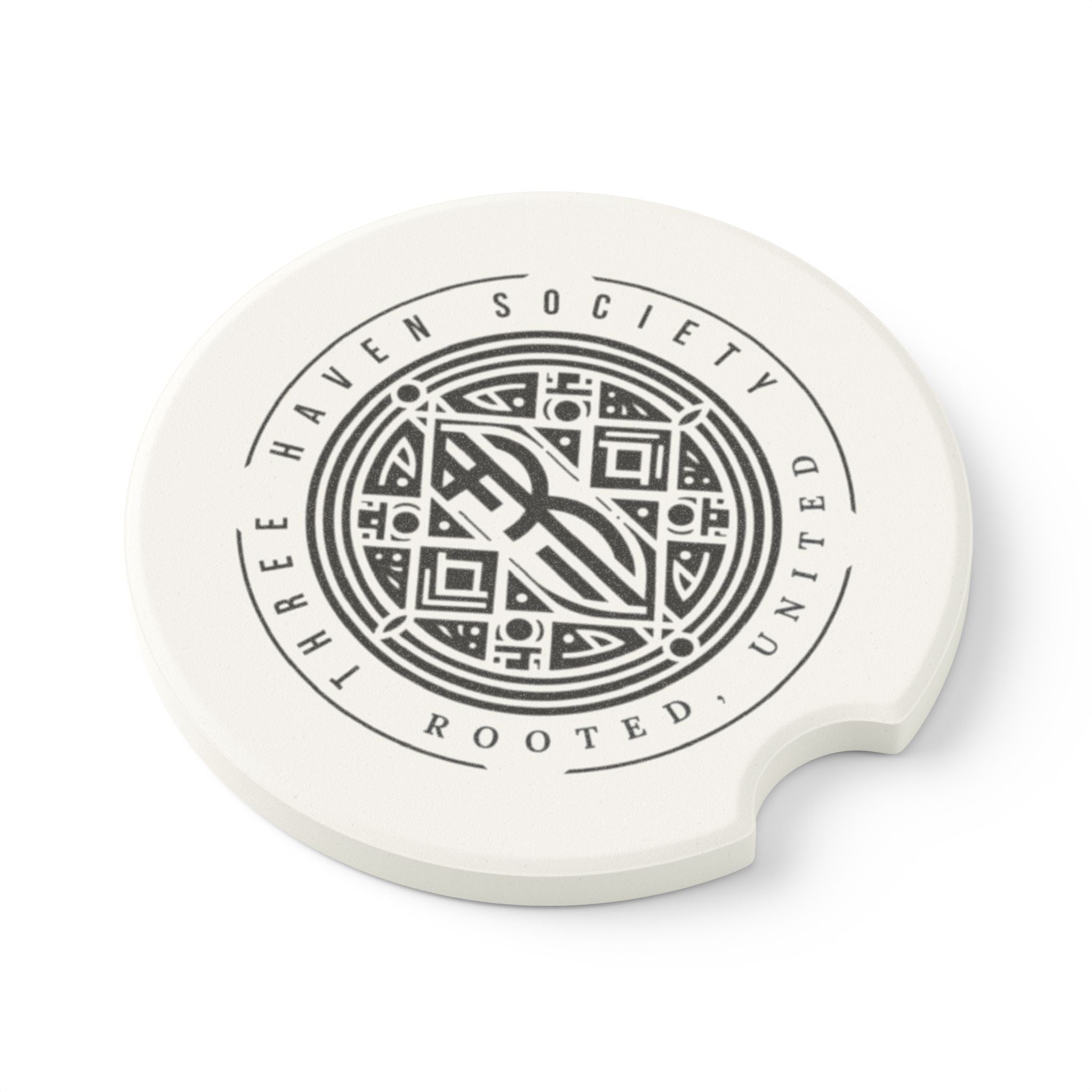 Soapstone Car Coaster — Three Haven Society Logo Car Coaster (Rooted, United)