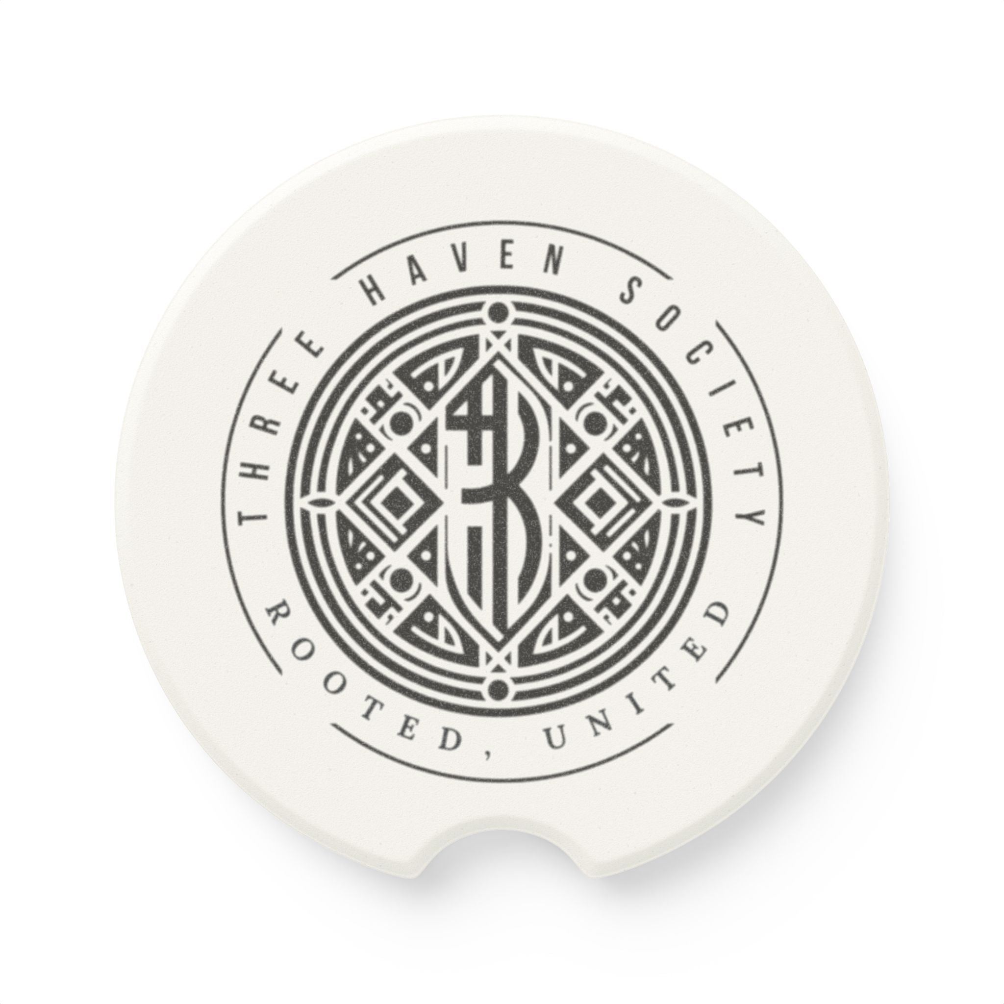 Soapstone Car Coaster — Three Haven Society Logo Car Coaster (Rooted, United)